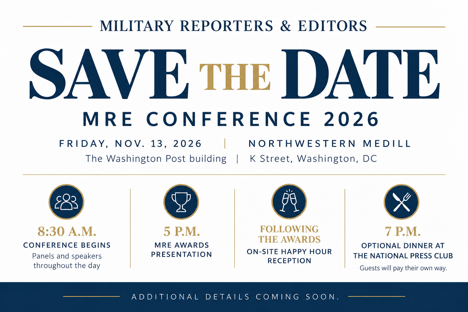 Military Reporters & Editors conference 2026 Save the Date details